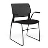 SitOnIt Orbix Wire Rod Chair | Upholstered Seat Guest Chair, Cafe Chair, Stack Chair SitOnIt Frame Color Black Plastic Color Black Fabric Color Peppercorn