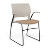 SitOnIt Orbix Wire Rod Chair | Upholstered Seat Guest Chair, Cafe Chair, Stack Chair SitOnIt Frame Color Black Plastic Color Latte Fabric Color Nutmeg