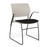 SitOnIt Orbix Wire Rod Chair | Upholstered Seat Guest Chair, Cafe Chair, Stack Chair SitOnIt Frame Color Black Plastic Color Latte Fabric Color Peppercorn