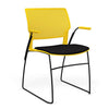 SitOnIt Orbix Wire Rod Chair | Upholstered Seat Guest Chair, Cafe Chair, Stack Chair SitOnIt Frame Color Black Plastic Color Lemon Fabric Color Peppercorn