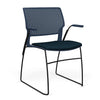 SitOnIt Orbix Wire Rod Chair | Upholstered Seat Guest Chair, Cafe Chair, Stack Chair SitOnIt Frame Color Black Plastic Color Navy Fabric Color Navy