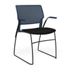 SitOnIt Orbix Wire Rod Chair | Upholstered Seat Guest Chair, Cafe Chair, Stack Chair SitOnIt Frame Color Black Plastic Color Navy Fabric Color Peppercorn