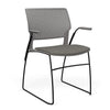 SitOnIt Orbix Wire Rod Chair | Upholstered Seat Guest Chair, Cafe Chair, Stack Chair SitOnIt Frame Color Black Plastic Color Slate Fabric Color Caraway
