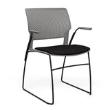 SitOnIt Orbix Wire Rod Chair | Upholstered Seat Guest Chair, Cafe Chair, Stack Chair SitOnIt Frame Color Black Plastic Color Slate Fabric Color Peppercorn