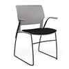 SitOnIt Orbix Wire Rod Chair | Upholstered Seat Guest Chair, Cafe Chair, Stack Chair SitOnIt Frame Color Black Plastic Color Sterling Fabric Color Peppercorn