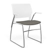 SitOnIt Orbix Wire Rod Chair | Upholstered Seat Guest Chair, Cafe Chair, Stack Chair SitOnIt Frame Color Chrome Plastic Color Arctic Fabric Color Caraway