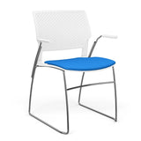 SitOnIt Orbix Wire Rod Chair | Upholstered Seat Guest Chair, Cafe Chair, Stack Chair SitOnIt Frame Color Chrome Plastic Color Arctic Fabric Color Electric Blue