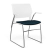 SitOnIt Orbix Wire Rod Chair | Upholstered Seat Guest Chair, Cafe Chair, Stack Chair SitOnIt Frame Color Chrome Plastic Color Arctic Fabric Color Navy