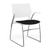 SitOnIt Orbix Wire Rod Chair | Upholstered Seat Guest Chair, Cafe Chair, Stack Chair SitOnIt Frame Color Chrome Plastic Color Arctic Fabric Color Peppercorn