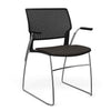 SitOnIt Orbix Wire Rod Chair | Upholstered Seat Guest Chair, Cafe Chair, Stack Chair SitOnIt Frame Color Chrome Plastic Color Black Fabric Color Chai