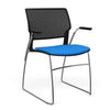 SitOnIt Orbix Wire Rod Chair | Upholstered Seat Guest Chair, Cafe Chair, Stack Chair SitOnIt Frame Color Chrome Plastic Color Black Fabric Color Electric Blue