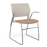 SitOnIt Orbix Wire Rod Chair | Upholstered Seat Guest Chair, Cafe Chair, Stack Chair SitOnIt Frame Color Chrome Plastic Color Latte Fabric Color Nutmeg