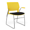 SitOnIt Orbix Wire Rod Chair | Upholstered Seat Guest Chair, Cafe Chair, Stack Chair SitOnIt Frame Color Chrome Plastic Color Lemon Fabric Color Peppercorn