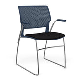 SitOnIt Orbix Wire Rod Chair | Upholstered Seat Guest Chair, Cafe Chair, Stack Chair SitOnIt Frame Color Chrome Plastic Color Navy Fabric Color Peppercorn