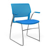 SitOnIt Orbix Wire Rod Chair | Upholstered Seat Guest Chair, Cafe Chair, Stack Chair SitOnIt Frame Color Chrome Plastic Color Pacific Fabric Color Electric Blue