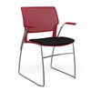SitOnIt Orbix Wire Rod Chair | Upholstered Seat Guest Chair, Cafe Chair, Stack Chair SitOnIt Frame Color Chrome Plastic Color Red Fabric Color Peppercorn