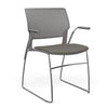 SitOnIt Orbix Wire Rod Chair | Upholstered Seat Guest Chair, Cafe Chair, Stack Chair SitOnIt Frame Color Chrome Plastic Color Slate Fabric Color Caraway
