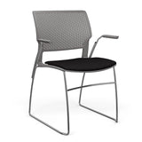 SitOnIt Orbix Wire Rod Chair | Upholstered Seat Guest Chair, Cafe Chair, Stack Chair SitOnIt Frame Color Chrome Plastic Color Slate Fabric Color Peppercorn