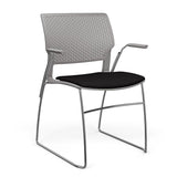 SitOnIt Orbix Wire Rod Chair | Upholstered Seat Guest Chair, Cafe Chair, Stack Chair SitOnIt Frame Color Chrome Plastic Color Sterling Fabric Color Peppercorn