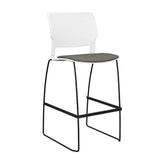 SitOnIt Orbix Wire Rod Stool w/ Upholstered Seat, Armless Stools SitOnIt Frame Color Black Plastic Color Arctic Fabric Color Caraway