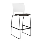 SitOnIt Orbix Wire Rod Stool w/ Upholstered Seat, Armless Stools SitOnIt Frame Color Black Plastic Color Arctic Fabric Color Chai