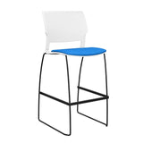 SitOnIt Orbix Wire Rod Stool w/ Upholstered Seat, Armless Stools SitOnIt Frame Color Black Plastic Color Arctic Fabric Color Electric Blue