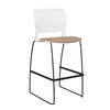 SitOnIt Orbix Wire Rod Stool w/ Upholstered Seat, Armless Stools SitOnIt Frame Color Black Plastic Color Arctic Fabric Color Nutmeg