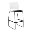 SitOnIt Orbix Wire Rod Stool w/ Upholstered Seat, Armless Stools SitOnIt Frame Color Black Plastic Color Arctic Fabric Color Peppercorn