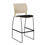 SitOnIt Orbix Wire Rod Stool w/ Upholstered Seat, Armless Stools SitOnIt Frame Color Black Plastic Color Bisque Fabric Color Peppercorn