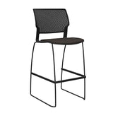 SitOnIt Orbix Wire Rod Stool w/ Upholstered Seat, Armless Stools SitOnIt Frame Color Black Plastic Color Black Fabric Color Chai
