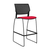 SitOnIt Orbix Wire Rod Stool w/ Upholstered Seat, Armless Stools SitOnIt Frame Color Black Plastic Color Black Fabric Color Fire