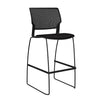 SitOnIt Orbix Wire Rod Stool w/ Upholstered Seat, Armless Stools SitOnIt Frame Color Black Plastic Color Black Fabric Color Peppercorn