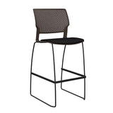 SitOnIt Orbix Wire Rod Stool w/ Upholstered Seat, Armless Stools SitOnIt Frame Color Black Plastic Color Chocolate Fabric Color Peppercorn