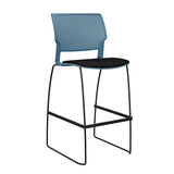 SitOnIt Orbix Wire Rod Stool w/ Upholstered Seat, Armless Stools SitOnIt Frame Color Black Plastic Color Lagoon Fabric Color Peppercorn