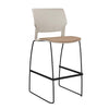 SitOnIt Orbix Wire Rod Stool w/ Upholstered Seat, Armless Stools SitOnIt Frame Color Black Plastic Color Latte Fabric Color Nutmeg