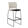 SitOnIt Orbix Wire Rod Stool w/ Upholstered Seat, Armless Stools SitOnIt Frame Color Black Plastic Color Latte Fabric Color Peppercorn