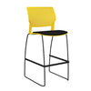 SitOnIt Orbix Wire Rod Stool w/ Upholstered Seat, Armless Stools SitOnIt Frame Color Black Plastic Color Lemon Fabric Color Peppercorn