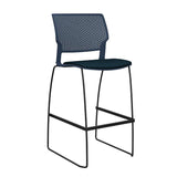 SitOnIt Orbix Wire Rod Stool w/ Upholstered Seat, Armless Stools SitOnIt Frame Color Black Plastic Color Navy Fabric Color Navy