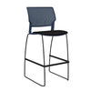 SitOnIt Orbix Wire Rod Stool w/ Upholstered Seat, Armless Stools SitOnIt Frame Color Black Plastic Color Navy Fabric Color Peppercorn