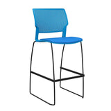 SitOnIt Orbix Wire Rod Stool w/ Upholstered Seat, Armless Stools SitOnIt Frame Color Black Plastic Color Pacific Fabric Color Electric Blue