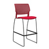 SitOnIt Orbix Wire Rod Stool w/ Upholstered Seat, Armless Stools SitOnIt Frame Color Black Plastic Color Red Fabric Color Fire