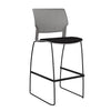 SitOnIt Orbix Wire Rod Stool w/ Upholstered Seat, Armless Stools SitOnIt Frame Color Black Plastic Color Slate Fabric Color Peppercorn