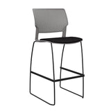 SitOnIt Orbix Wire Rod Stool w/ Upholstered Seat, Armless Stools SitOnIt Frame Color Black Plastic Color Slate Fabric Color Peppercorn