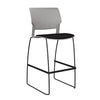 SitOnIt Orbix Wire Rod Stool w/ Upholstered Seat, Armless Stools SitOnIt Frame Color Black Plastic Color Sterling Fabric Color Peppercorn