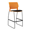 SitOnIt Orbix Wire Rod Stool w/ Upholstered Seat, Armless Stools SitOnIt Frame Color Black Plastic Color Tangerine Fabric Color Peppercorn