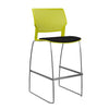 SitOnIt Orbix Wire Rod Stool w/ Upholstered Seat, Armless Stools SitOnIt Frame Color Chrome Plastic Color Apple Fabric Color Peppercorn