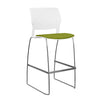 SitOnIt Orbix Wire Rod Stool w/ Upholstered Seat, Armless Stools SitOnIt Frame Color Chrome Plastic Color Arctic Fabric Color Apple
