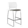 SitOnIt Orbix Wire Rod Stool w/ Upholstered Seat, Armless Stools SitOnIt Frame Color Chrome Plastic Color Arctic Fabric Color Caraway