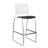 SitOnIt Orbix Wire Rod Stool w/ Upholstered Seat, Armless Stools SitOnIt Frame Color Chrome Plastic Color Arctic Fabric Color Chai