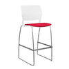 SitOnIt Orbix Wire Rod Stool w/ Upholstered Seat, Armless Stools SitOnIt Frame Color Chrome Plastic Color Arctic Fabric Color Fire